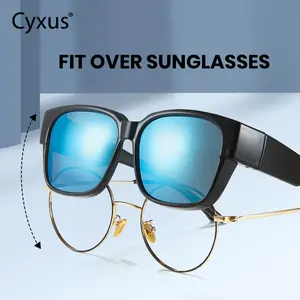 Cyxus Fit Over Glasses Sunglasses for Women Men, Eyewear 100% UV400 Protection Polarized Shades TR90 Frame Wear Over Prescription Glasses Outdoor Driving Night Vision Anti-Glare HD Quality Wrap Around Sunglasses- 1821