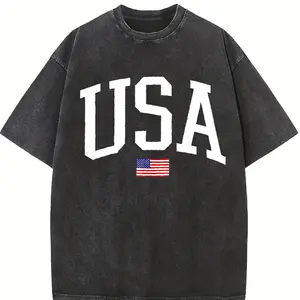 USA Flag, America, Patriotic, White, 4th of July Tshirt, Women's Crew Neck, Crewneck