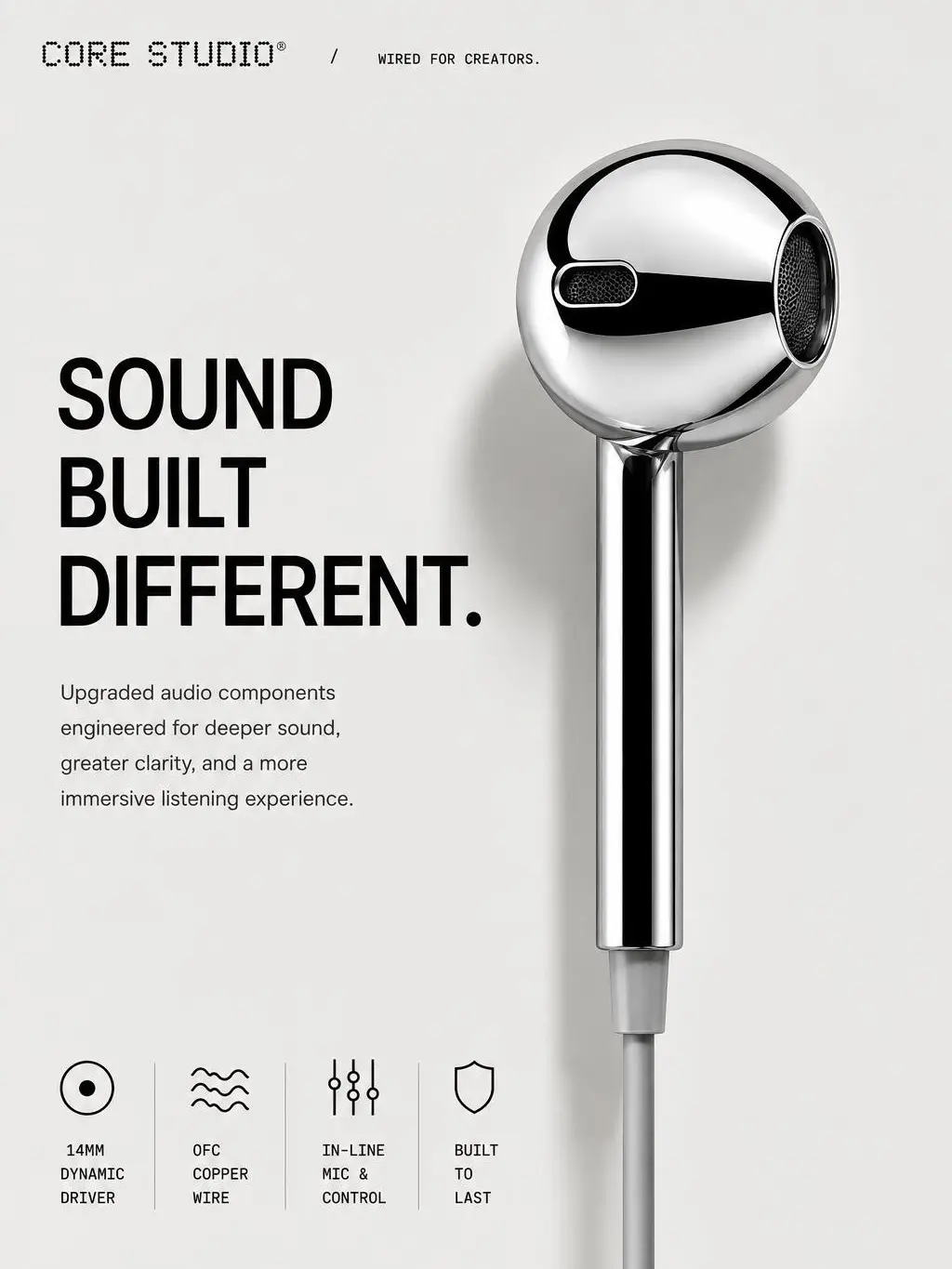 CORE STUDIO Wired USB-C Earbuds | Upgraded Audio Components