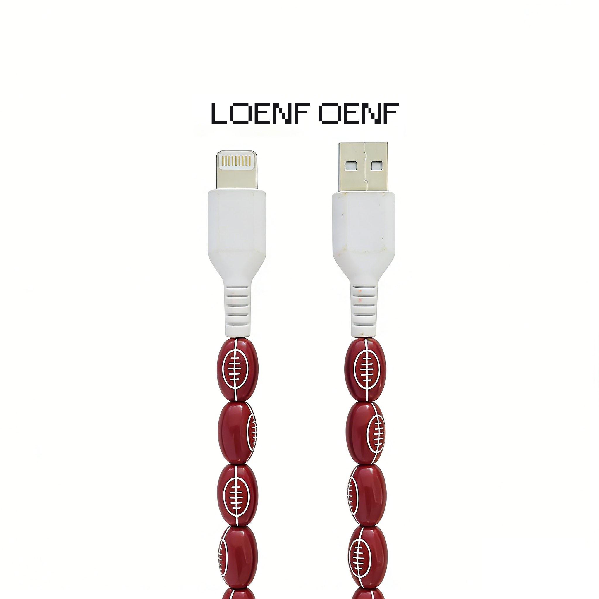 [LOENF OENF] Bling Pearl Beaded Charger Cord, Fashion Glitter Cable for Lightning & USB-C Devices, Universal for iPhone & Android