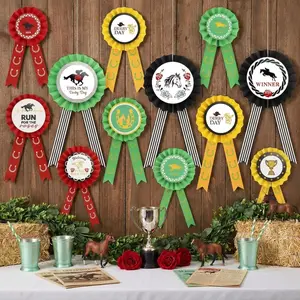 12 Pcs Derby Decorations Paper Fan Ribbons Set House Racing Wall Decor Red Yellow Black Hanging Fans Ribbons for Derby Events Party Decorations and Supplies Race Day