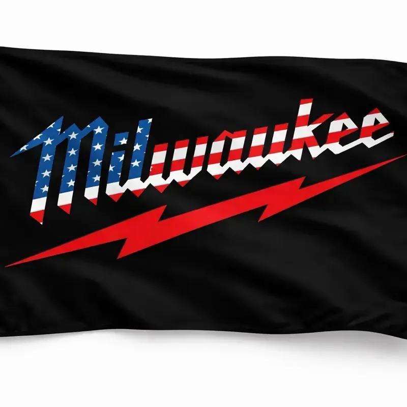Milwaukee Red White & Blue Flag with Bold Logo Wall Decor Flags