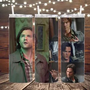 Supernatural Sam Winchester 20 oz Tumbler SPN Jared Padalecki Walker Drinkware Cup Lid  Straw Water Bottle Insulated Beverage perfect gift