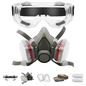 Reusable Respirator Mask with Filters | Anti-Gas, Anti-Dust | Gas Mask Ideal for Painting, Woodworking, Construction, Sanding, Spraying, Chemicals, DIY etc Dual Industrial Set