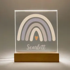 Personalized LED Wood Display Stand – Custom Rainbow Name Sign for Girls, Multicolor Light-Up Acrylic Nameplate, Bedroom Shelf or Desk Décor, Unique Gift for Kids, Teens, Daughters, Birthdays