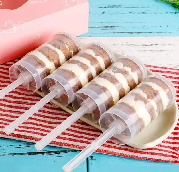 24 Pack Cake Push Pop Containers with Lids, Muti-purpose Push Pop Cake Containers, Reusable Plastic Cake Push-up