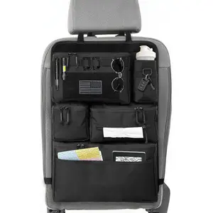 Tactical Seat Back Organizer - Heavy Duty MOLLE Panel Organizer with Multiple Pockets & Hook Loop Panel for EDC Gear, Road Trip Essentials, Universal Fit for Car SUV Truck Jeep Ford(Black) ​