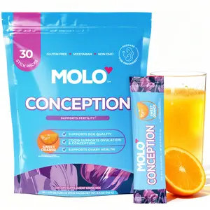 MOLO Conception Fertility Supplement for Women, Supports Ovulation Egg Quality and Ovarian Health, CoQ10 Iodine Selenium Taurine Blend, 30 Stick Packs Sweet Orange, Non GMO Gluten Free Vegetarian