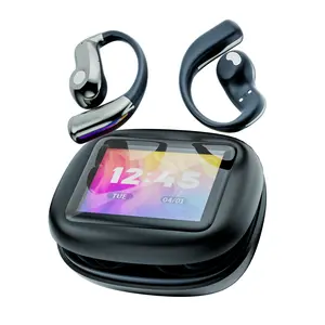 Wireless Bluetooth-compatible Earphones with Touch LCD Display and Open Ear Design, HD Stereo Sound, 70 Hours Battery Life, Ipx5 Waterproof, Open Ear Earbuds, Wireless Music Earphones