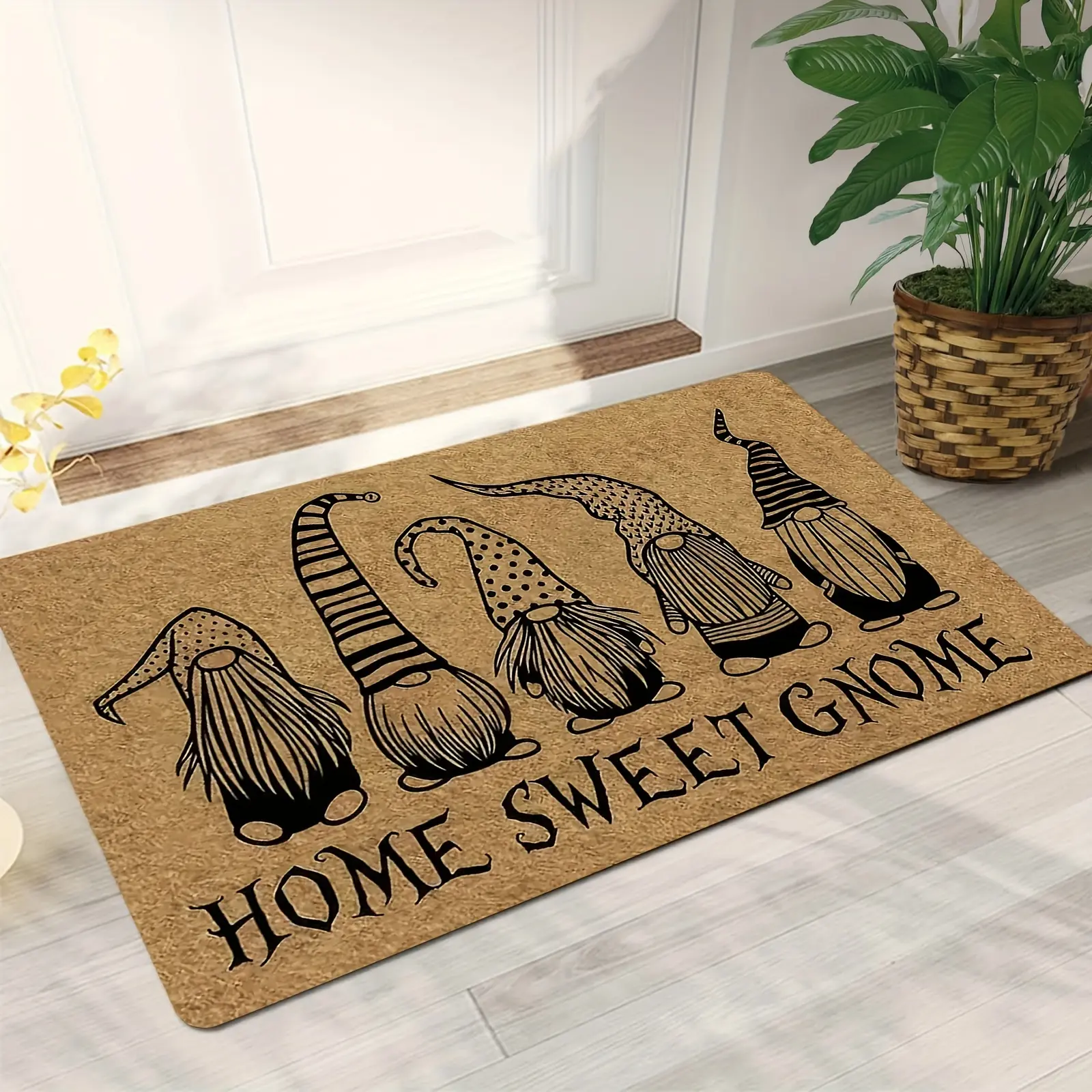 Sweet Gnome Pattern Doormat, Anti-fatigue Throw Carpet, Hand Washable Rug, For Outdoor Entrance Indoors Farmhouse Kitchen Home Room Supplies Spring Decor Gift Valentine's Day