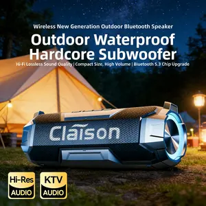 Claison Portable Bluetooth Speaker - IPX5 Waterproof Outdoor Speaker with Powerful Bass, Dynamic RGB Lights & Hands-Free Calling | Includes Lanyard, Perfect Companion for Camping, Hiking, Parties and Gatherings