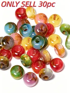 30pcs 14x8mm Mixed Color Resin Beads, Spacer Bulk, DIY Jewelry Making, Necklaces, Bracelets, Halloween & Christmas Gifts