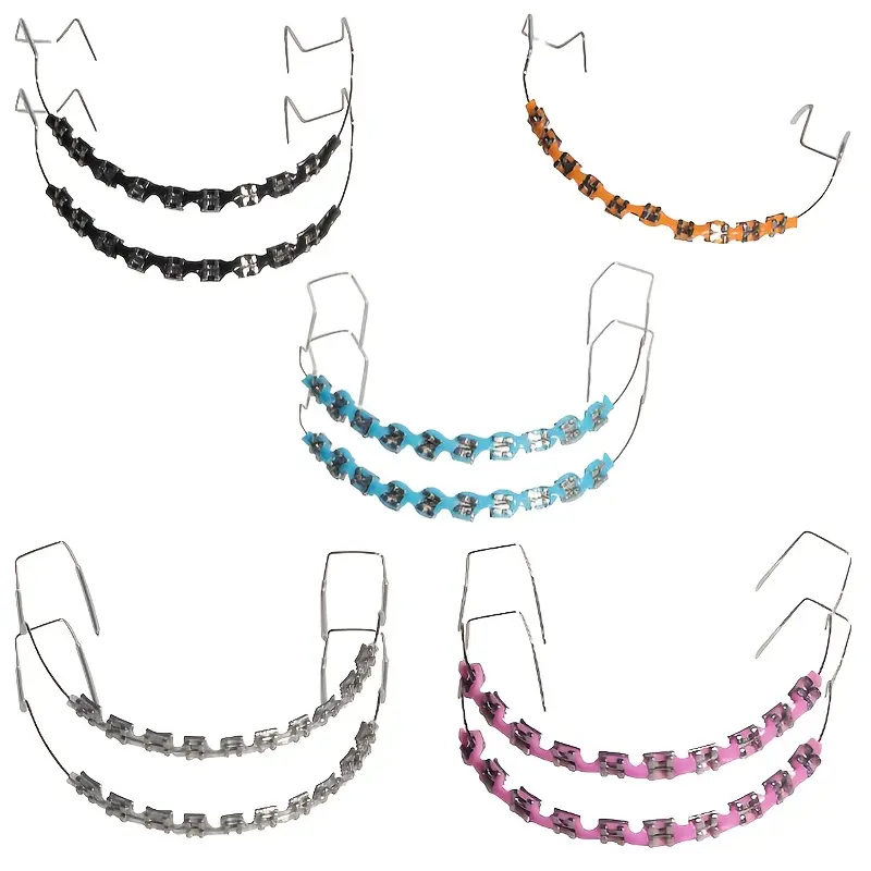 Stylish Zipper Decoration Set - Colorful Plastic Dental Braces for Teenagers and Adults with Novel Upper and Lower Jaw Hooks Retainers Teeth Kit