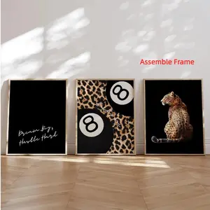 3pcs Leopard Theme Leopard Print Pattern Artistic Poster Decor, Canvas Material, High Quality Posters, Ideal Gift for Friends and Family, DIY Frame Included, Decoration