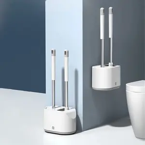 Toilet brush set Toilet brush TPR soft hair long handle creative home toilet one drag two silicone