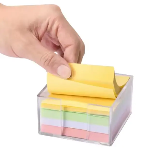 3x3 Inch Acrylic Sticky Note Holder, Crystal Clear Sticky Note Dispenser for Dorm Room Home and Office Acrylic Desk Organizer