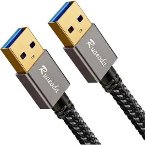 USB 3.0 Cable 6 ft, Male to Male Type A Double Sided Cord for Data Transfer Compatible With Hard Drive, Laptop, DVD Player, TV, Hub, Monitor and More