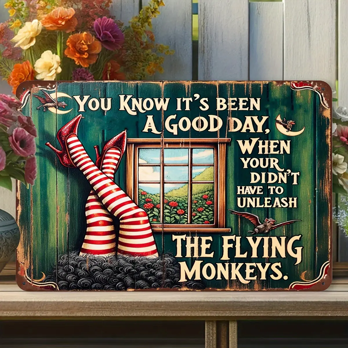 [The Wizard of Oz Art Set] 8x12 inches Vintage Flying Monkey Iron Logo Art Set - The Wizard of Oz Inspired Wall Decoration for Indoors and Outdoors,Wall decor,Posters