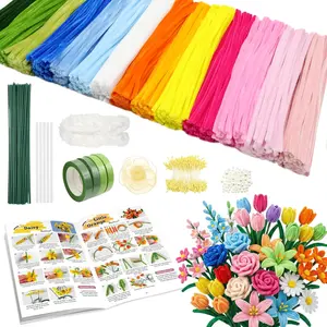 700 count Pipe Cleaners Craft, Pipe Cleaners  Kit with Handle, 14 Colors Chenille Stems with 18  Instruction, Art and Craft Supplies