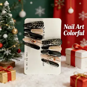 10 Pcs Handmade Nail Tips, Sparkly Spider Web Design, Extra Long False Nails, Luxury Look, Perfect for Stylish