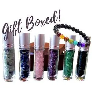 Gemstone Roller Bottle Gift, 6 Choices - DIY Gemstone Essential Oil Roller Bottles, Chakra Diffuser