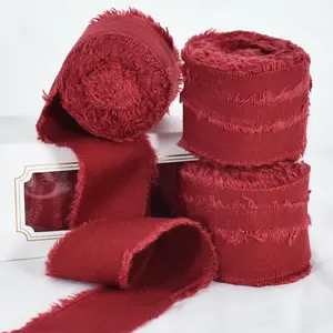 3 Rolls Burgundy Red  Ribbons  Fringe Ribbon 1-1/2" x 15yd for  Wrapping, Bouquets Flower Wrapping, Bridal Wedding Invitations Valentines Christmas Decoration (5yd/roll