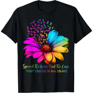 Fight Cancer in All and Every Color Ribbons Flower T-Shirt