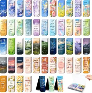 48 count  Verse  Bookmarks - Christian Scripture Inspirational Book Marks with Boxes - Religious Motivational Book Marker Prayer Page Clips for Women & Men Reading Gifts