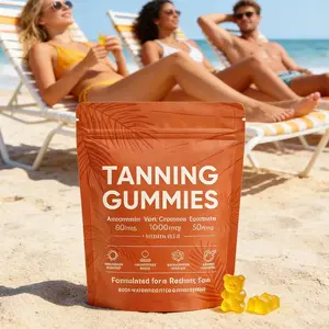 Sunless Tanning Gummies for Radiant Golden Glow| 60 Pcs Sour Watermelon Flavor| Vegan & Sugar-Free Bronzing Supplement with Astaxanthin, Beta Carotene & Lycopene