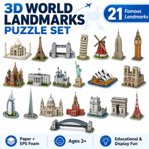 3D American Landmark Puzzle Set – Build Iconic Structures Like Statue of Liberty & Empire State Building – Educational Miniature Architecture Toys for Kids & Adults – Fun, Interactive, STEM Learning Activity