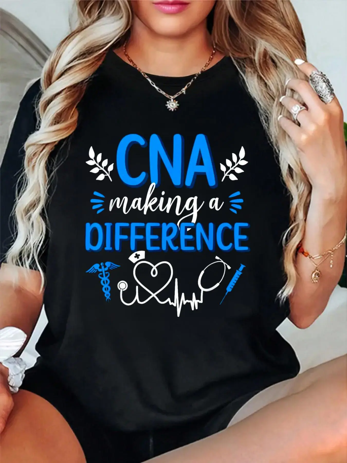 100% Cotton T shirts CNA Nurse Appreciation Certified Nurse Assistant T-Shirt Breathable & Comfort Fit Tee Women,Short Sleeve Crew Neck Top for All Seasons,Graphic Tees Women Tops