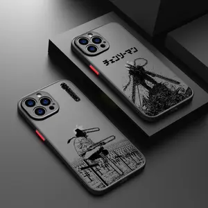 C-Chainsaw Man Denji & Makima Frosted Translucent Smartphone Casing, Cellphone Handheld Accessories for iPhone 17, 17 Air, 16 E, 16, 15, 14, 13, 12, 11, Mini, Pro, Max, Plus