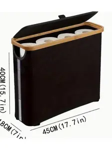 Bathroom Storage with Bamboo Lid Large Toilet Paper Holder Holds 9 Rolls Natural Touch Storage Cabinet for Tidy Bathrooms