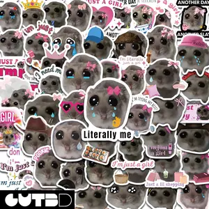 56 Pcs Sad Hamster Expression Graffiti Stickers, Funny Stickers, Guitar Notebook Luggage DIY Waterproof Decals, Flat Style, No Ca Prop 65 Warning