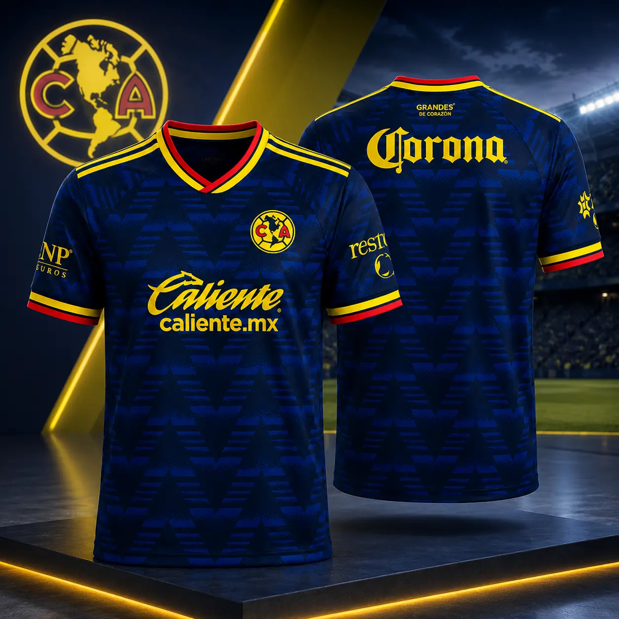 Club America 2025/26 Liga MX Soccer Jersey – Yellow Navy Football Fan Shirt