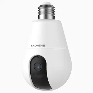 AI Intrusion auto-alarm,AI Bulb Camera, 3MP Bright Eye, Light Bulb Security Camera, Wireless Indoor/Outdoor, 355° Pan & Tilt, 2K Full Color Day/Night, Emotion Detection, Two-Way Audio, 2.4G/5GHz Wi-Fi, Smart Contextual AI