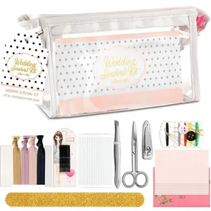 132 Pieces Wedding Survival Kit Bridal Mini Emergency Kit Bridal Party Proposal Gifts for Women with Makeup Bags Floral Wedding Bride Emergency Supplies(Dot Style)