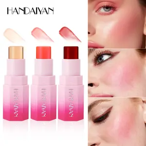 Handaiyan Jelly Blush Stick, Solid Highlighter Contour Multi-Use Cream, Matte Warm Color Changing Blush, Cosmetic Makeup Essential Glam