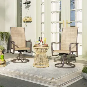 Outdoor Swivel Bar Stools Set of 2, Premium Patio Bar Stools, Textilene Bar Height Patio Chairs, Tall Patio Chairs for Yard, Garden, Balcony, (2-Pack, Brown)