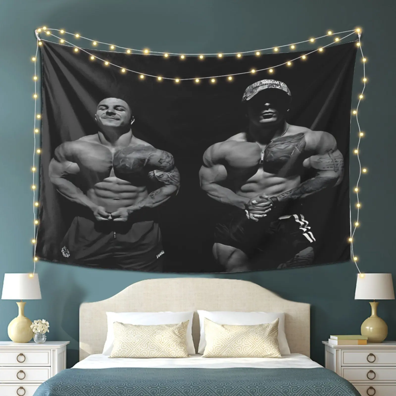 Bodybuilder Tattoo Watercolour Promotional Tapestry - Rustic Classic Home Decor, Animal-Themed Living Room Wall Decor, Family Room Accessories, Ideal Gift for Friends
