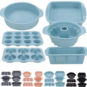 6-Piece Food-Grade Silicone Baking Pan Set - Local Warehouse, No Import Fees,, Non-Stick, Non-Slip, Heat-Resistant, Easy-to-Clean Round, Cake, Square, Loaf Pans, Birthday, Holiday Baking Essentials, Kitchen Tools & Accessories