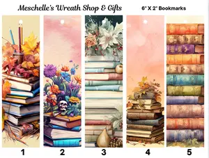 Glossy Stacked Books Themed Bookmarks, 2x6 in Book Accessories, Unique Gift for Readers