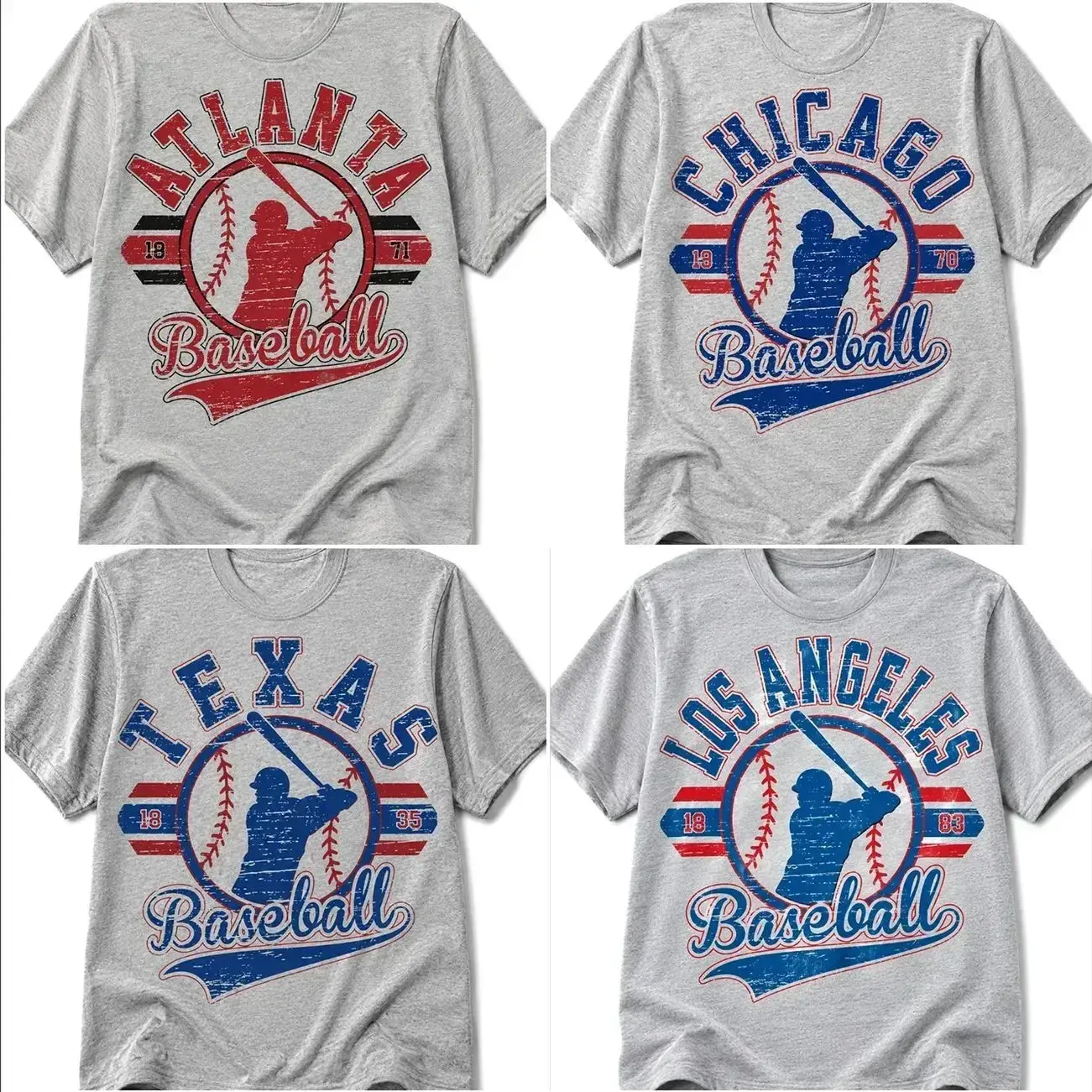 [FREE SHIP] Vintage Baseball Tshirt Retro Established City Baseball Pullover Sports Unisex Crewneck Tshirt Sublimation Print Casual Graphic Top PIM