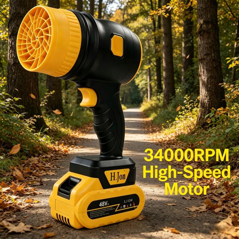 Cordless leaf blower, brushless dust collector, 3400 rpm, handheld electric dust collector for household cleaning, automobiles, and outdoor use. 21V mini dry blower fan, American standard two plug