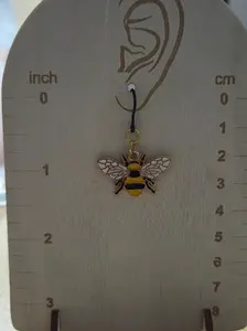 Metal Bee on plastic dangly earrings