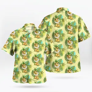 Eevee Hawaiian Shirt Tropical Yellow Aloha– Tropical Anime Summer Shirt, Anime Hawaiian Shirt for Fans #alohashirt #hawaiianshirt #tropicalvibes #summeroutfit #beachwear #viraloutfit