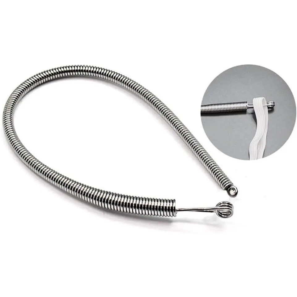 3Pcs Spring Loop Threader, Flexible Stainless Steel Drawstring Threader Tool,Bendable Multi-Purpose Cord Threading Tool for Eyelets, Elastic and Lace