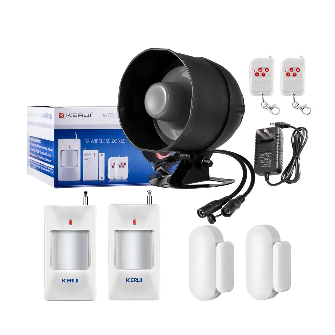 KERUI Tuya WiFi Smart Home Security Alarm Siren Kit - 120dB Loud Siren, Door Window Sensor, PIR Motion Detector, Remote Control, Alexa & Google Assistant Compatible, 2.4GHz WiFi App Control, No Hub Required DIY Burglar System