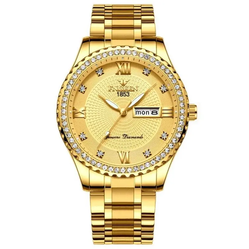 Waterproof Gold Men'S Watch Classic Stainless Steel Quartz Analog Business Gift Does not apply