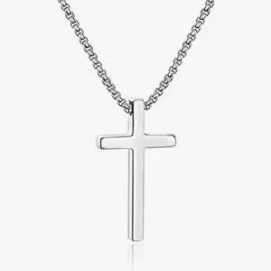Cross Necklace for Men,Christian Cross Stainless Steel Necklaces for Men Boys